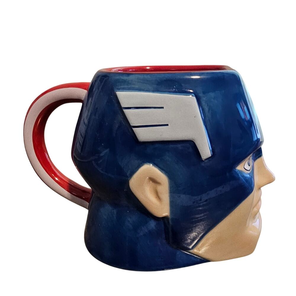 Disney Store Marvel Captain America 3D Sculpted Ceramic Coffee Mug Cup Action